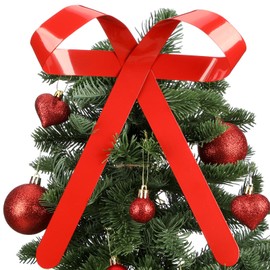 Daifunli 1 Pcs Large Christmas Metal Bow Tree Topper Ornaments with Clip Christmas Bow Decoration for Xmas Tree Topper Garland Wreath Indoor Outdoor Decor, 10 x 12''(Fashion,Red)