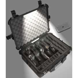 Case Club 5 Pistol & up to 35 Magazine Case with Accessory Pocket and Emergency Light - Pre-Cut, Heavy Duty, Waterproof, with Silica Gel for Gun Rust Prevention (Upgraded Gen-2)