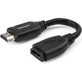 StarTech.com 6in High Speed HDMI Port Saver Cable with 4K 60Hz - Short HDMI 2.0 Male to Female Adapter Cable - Port Extender (HD2MF6INL)