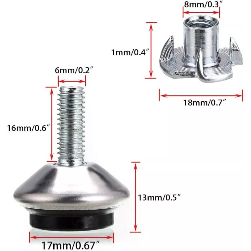 OwnMy Swivel Adjustable Furniture Leveling Feet 12 Pack Non Slip