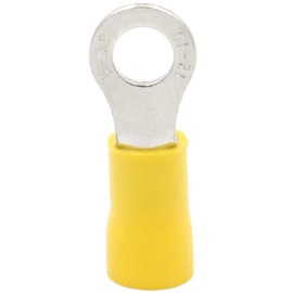 Heschen Ring Terminal Crimp Connectors, Vinyl Insulated Wire Electrical Connector, RV5.5-6, Stud Size 1/4", for 4-6mm² (12-10 AWG), Yellow, 100Pack