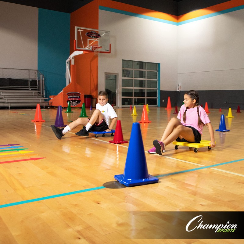 Champion Sports C4SET Hi Visibility Flexible Vinyl Cones, Multicolored, 4"