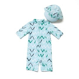 ADAVERANO Baby Boys' Sunsuits UV50+ Swimwear One Piece with Short Sleeves with Sun Hat, blue