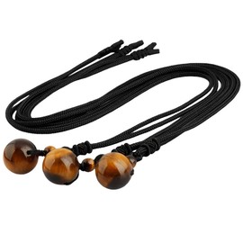 mookaitedecor Yellow Tigers Eye Crystal Necklace Round Stone Bead Necklace for Women Men, Set of 2 Healing Crystal Bead Necklace Brown Bead Necklace Jewellery Gift Semi Precious Stone Pendant Necklace