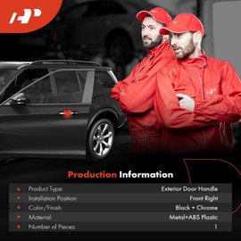 A-Premium Front Passenger Side Exterior Door Handle with Keyhole, with Chrome Lever Compatible with Toyota Tacoma 1995-2004, Textured Black, Replace# 6921035030, 6921035020