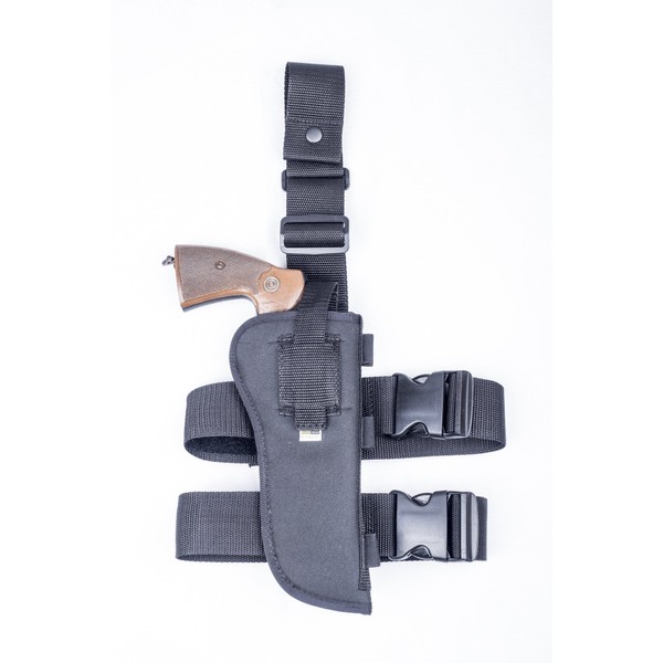 OutBags USA (NTAC10-BK-RH) - Nylon Drop Leg Thigh Holster with Bullet Shell Loops. Fits Most 6" Revolvers. Made in USA