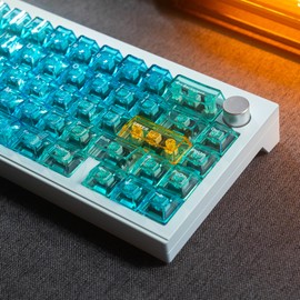 SUEHIODHY Green Gradual Crystal Clear Keycaps Set, 156 Keys Cherry Profile Transparent Keycap,Shine Through Keyboard caps for 60% 65% 75% 100% Backlit Gateron Mx Switches Mechanical Gaming Keyboard