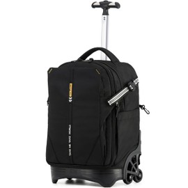 NEW TILAMI 18 Inch Expandable Rolling Backpack with 6-Wheel Stair Climbing, Waterproof Wheeled School Bag with 15.6" Laptop Sleeve for Boys Girls, Carry-on Luggage 98cm Dual-Height Handle - Black