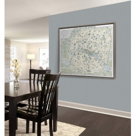 Kate and Laurel Sylvie Nouveau Plan De Paris Monumental Map Framed Canvas Wall Art by Corinna Buchholz of Piddix, 28x38 Gray