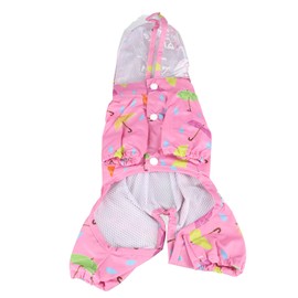 Pet Reflective Raincoat Legs Covered Cute Waterproof Skin Friendly Dog Hooded Raincoat for Outdoor Pink S