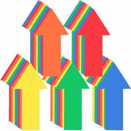 40 Pieces 8 Inch Arrow Sticker, Directional Arrow Sign Removable Adhesive Arrow Floor Decal Multicolor Waterproof Arrow Marking Arrows Safe Road Instructions Sticker for Floor Wall Applications