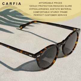 CARFIA Retro Polarized Sunglasses for Women UV Protection Acetate Classic Vintage Style Round Shades