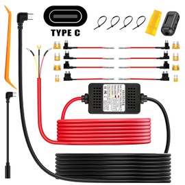 Dash Cam Hardwire Kit, Acc Hardwire Kit for Dash Camera Type C 3-Lead Hard Wire Kit 12V-24V to 5V USB-C Hardwire Kit w/Low Voltage Protection 13ft Charger Power Cord for GPS Radar Detectors and More