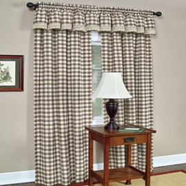 Achim Home Furnishings Single Panel Buffalo Check Window Curtain, 42" x 84", Taupe & Ivory