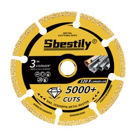 Sbestily 3 Inch Diamond Cutting Wheel for Metal, 3/8" Arbor Cut Off Wheels with 5000+ Cuts on Rebar, Steel, Iron and INOX, Angle Grinder Attachment Cutting Blades (1PCS)