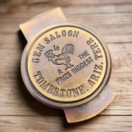 Gem's Saloon Tombstone Arizona Solid Brass Money Clip (3" x 2.25")