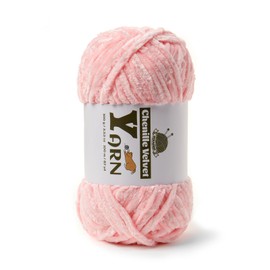 Plush Chenille Chunky Yarn - Fluffy Velvet Yarn Crochet for Blanket Knitting and Crocheting - Soft Baby Yarn for Crocheting - Amigurumi Crochet Yarns 100g (87yds) (Pink)