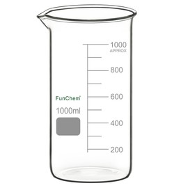 FunChem Glass Beaker, 1-Pack High Borosilicate Glass Graduated Tall Beaker with Pouring Spout Lab Beaker, 1000 ml