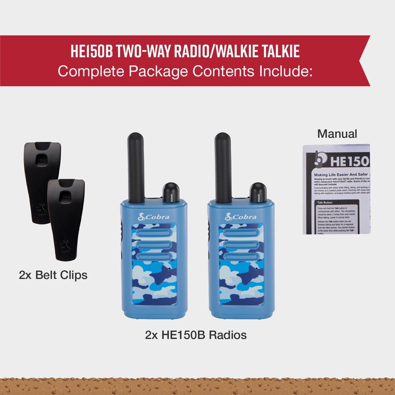 Cobra HE150 B - Kid Friendly Walkie Talkies - 16-Mile