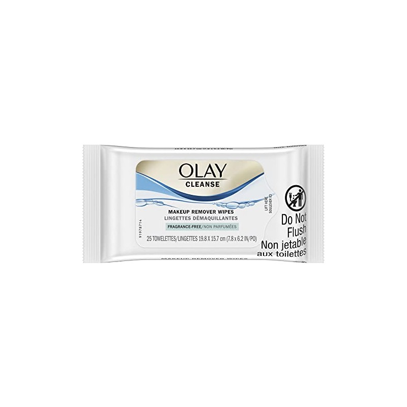 Olay Makeup Remover Wet Cloths, Fragrance Free, 25 Count (Packaging