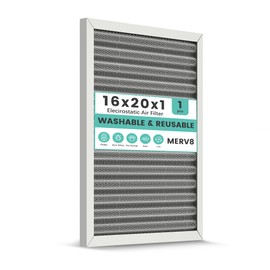 16x20x1 Reusable Air Filter, Washable, Electrostatic HVAC AC Furnace Filter, Merv 8, Lasts a Lifetime, Breathe Safe at Home or in the Office (Actual Size:15.5x19.75x0.8 Inch)