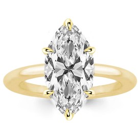 RURULUYA 3.5CT Elongated Marquise Cut Engagement Ring,Simulated Diamond Promise Ring,925 Sterling Silver 18K Yellow Gold Plated Ring(7.5#)