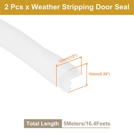 PATIKIL Window Weather Stripping Door Seal, 1/2" Wide Kerf Mount Weatherstrip Seal for Door Frame Window (5 M/16.4 Ft, White)