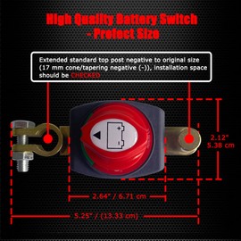 Ampper Top Post Battery Disconnect Switch 12V - 48V, Marine Battery Switch Disconnect Power Cut Shut Off for Car, RV and Boat (Negative, On/Off)