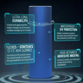 Solutions Blue Satin Matte Chrome Metallic Vinyl Film Wrap Sticker Air Free - 24" x 60" In