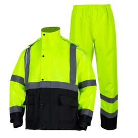 FONIRRA Hi Vis Safety Rain Jacket for Men,Class 3 High Visibility Rain Gear,Rain Suits for Men Waterproof Heavy Duty for Work(4XL/5XL)