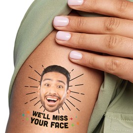 Big Dot of Happiness Custom Photo Miss You - Going Away or Welcome Back Party Favors - Fun Face Temporary Tattoos - Set of 12