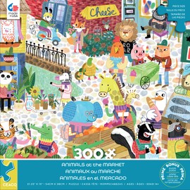 Ceaco - Large Piece Jigsaw Puzzle - Animals at The Market - Relaxing and Fun Activity for Adults