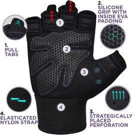 RDX Fitness Gloves Women Men Non-Slip Weightlifting Workout Gym Gloves Strength Training Gloves Exercise Weightlifting Bodybuilding Sports Gloves Grip Strength Sports Powerlifting