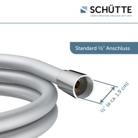 SCHÜTTE Shower Hose 1.5 m Silver Shower Hose with Twist Protection Shower with 150 cm Length Plastic Shower Head Hose with Universal Connection Silver