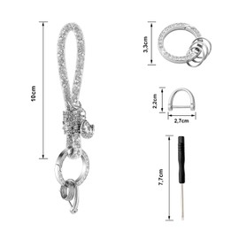 MORSUNBELA Key Ring with Glitter Rhinestone Car Key Ring Pendant Car Key Crystal Key Ring Women, purple