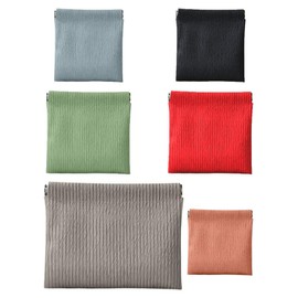 6 Pcs Small Makeup Bags for Purse,Self-Closing Snap Closure Organizer Pouches, Portable No Zipper PU Leather Cosmetic Bags for Travel, Car, Daily Use-Holds Headphones, Jewelry (corduroy)