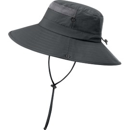 KIRAAT Mens Sun Hat,UPF 50+ Boonie Fishing Hat with UV Protection for Hiking & Safari (CA/US, Alpha, One Size, Dark Grey)