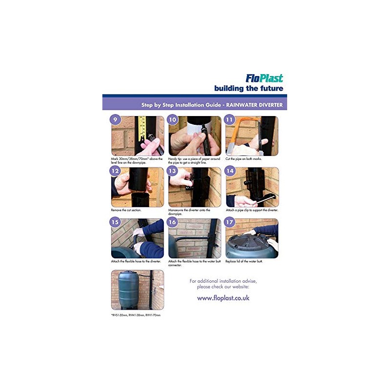 FloPlast RVS1AG Anthracite Grey Rainwater Diverter (Connects to 65MM Square