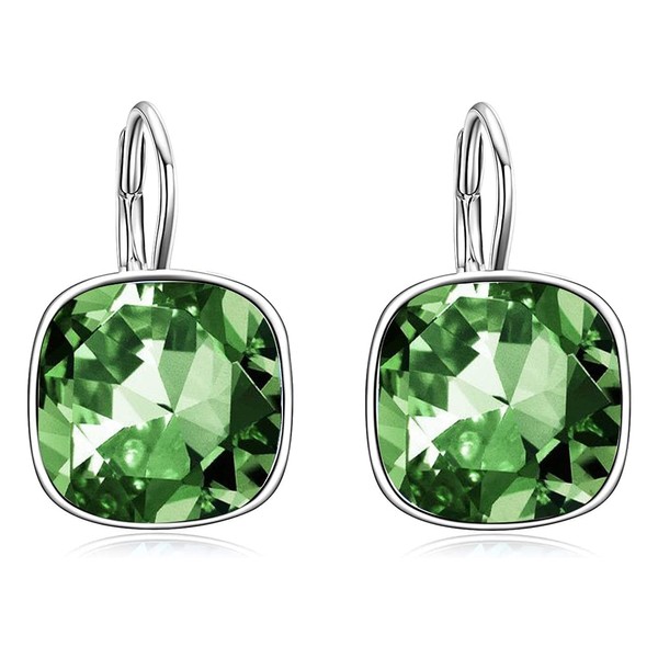 AOBOCO Sterling Silver Leverback Earrings Embellished with Crystals from Austria,