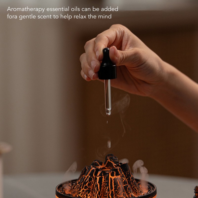 Volcano Diffuser 5V 180ml Relaxing Auto Off Warm Atmosphere Flame