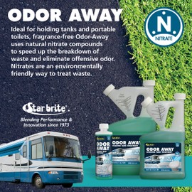 STAR BRITE Odor Away Holding Tank Treatment - Nitrate Formula - Remove Odor & Breakdown Waste Naturally, Formaldehyde-Free, Ideal for RVs, Boats, Portable Toilets 64 OZ (076364)