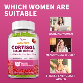 Cortisol Gummies for Women- Promote Relaxation and Support Mood- Natural Ingredients with Ashwagandha, Rhodiola Rosea, etc. Cortisol Manager Gummies for Adrenal Support​,Vegan,Apple Flavor,180 Count