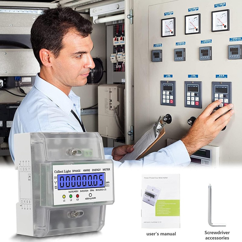 LCD Digital Electricity Meter, Electricity Meter, 3-Phase 4-Wire, Calibrated Three-Phase
