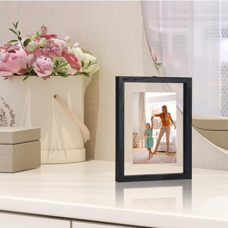 Trwcrt 4x6 Floating Picture Frames Set of 4, Double Glass