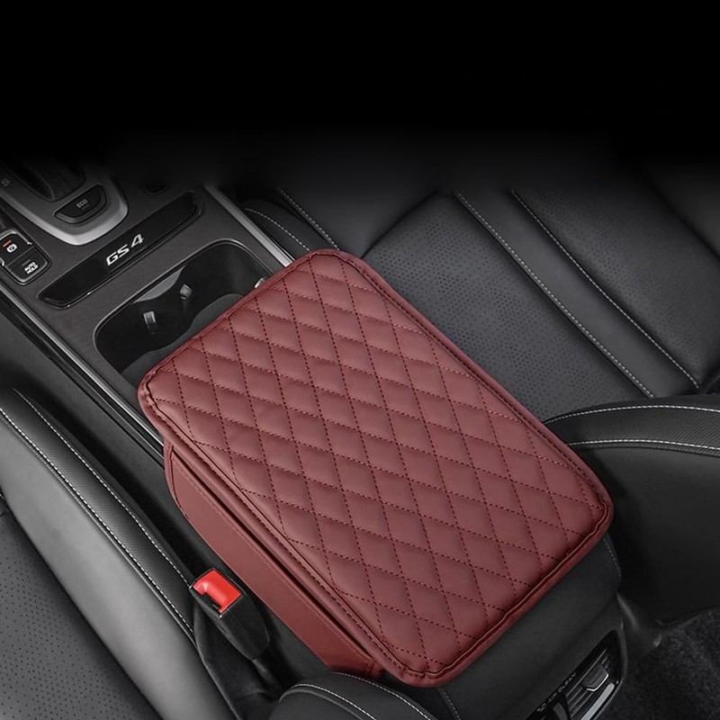 OtpOutopa Car Center Console Armrest Cover, Leather Car Center Console