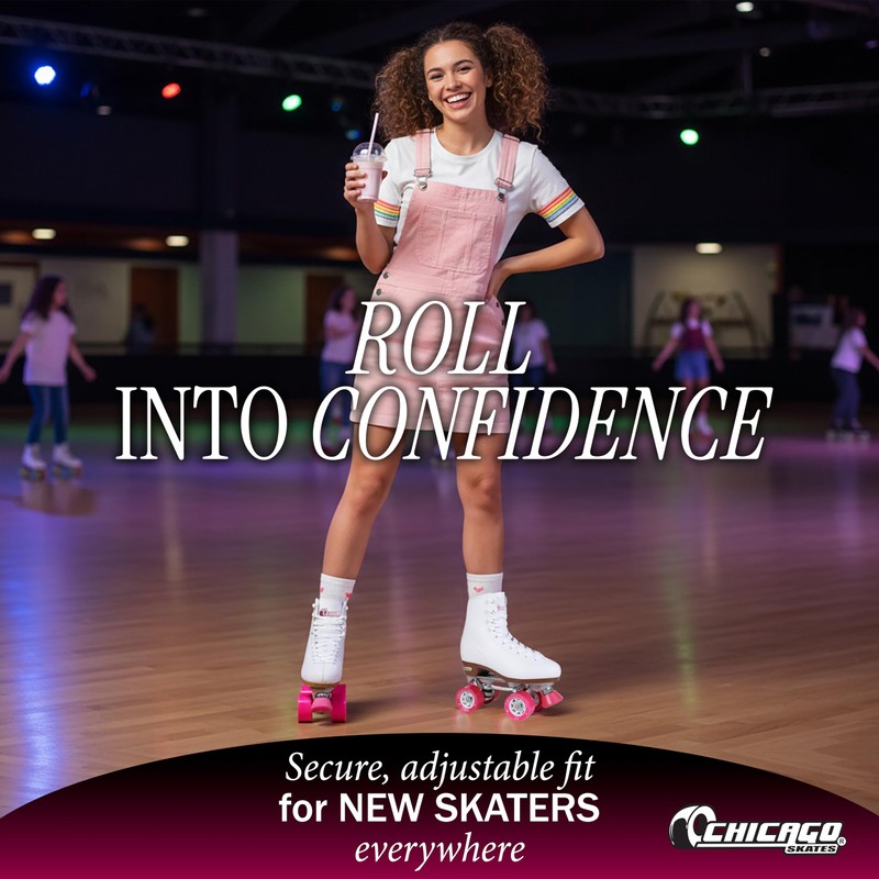 CHICAGO Skates Premium White Quad Roller Skates for Girls and