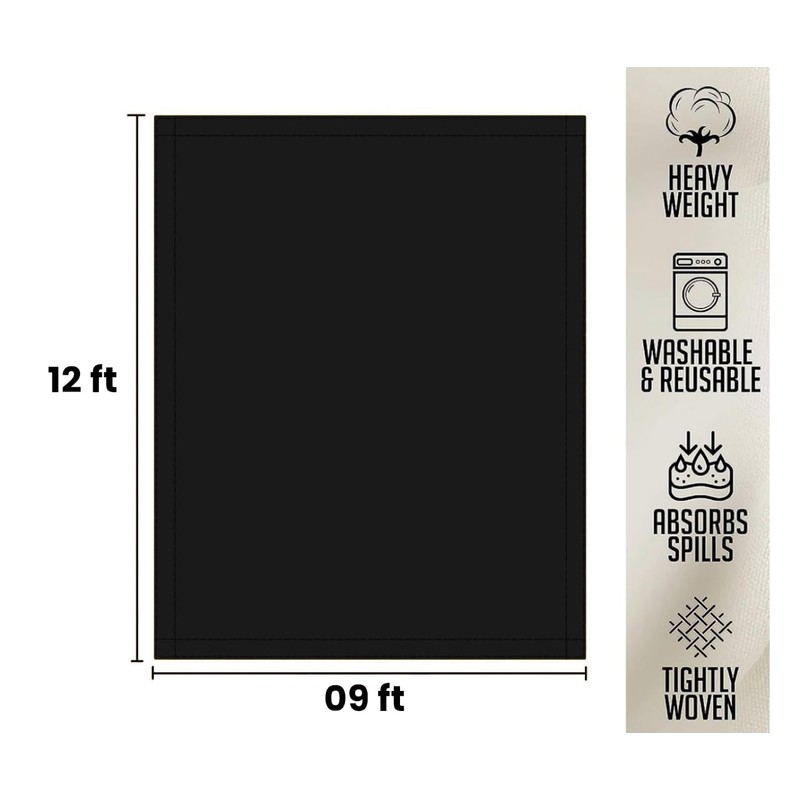 ZUPERIA Black Drop Cloth (9 x 12 Feet - Pack