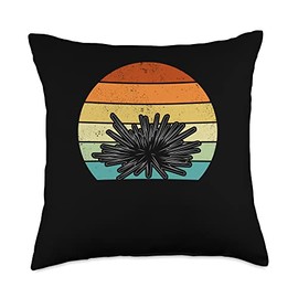 Sea Urchins Lover Apparel Sunset Lover Retro Sea Urchin Throw Pillow, 18x18, Multicolor