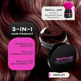 Rootflage Root Touch Up Powder - Temporary Color and Concealer for Thinning Hair with Brush Included, .31 oz (12 Merlot)
