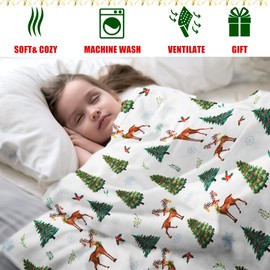 Christmas Throws Blankets, Comfort Christmas Prints Flannel Blanket, Luxury Super Soft Holiday Theme Home Décor Warm and Cozy Throws for Winter Bedding Couch and Xmas Gift, 50x60 Inch, Reindeer